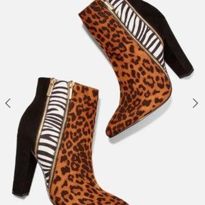 Brand New Just Fab Remi Colorblock Animal Print Booties